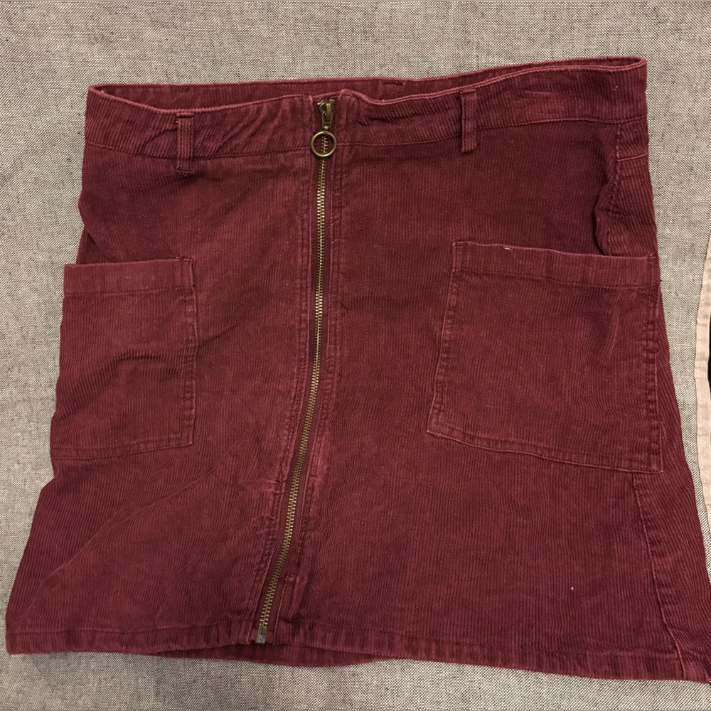 Altar’d State Burgundy Corduroy Mini Skirt Size Large